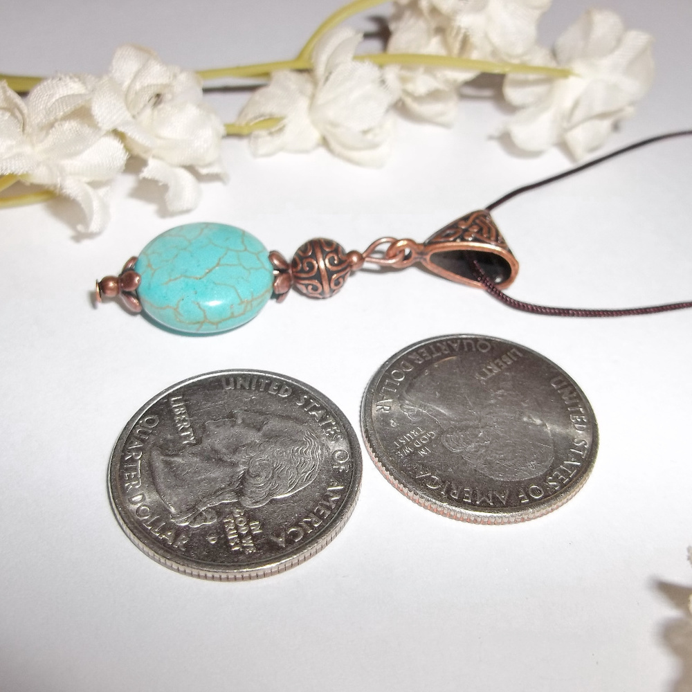 Faux Turquoise Blue And Copper Necklace NWT 4785 - Picture 3 of 8